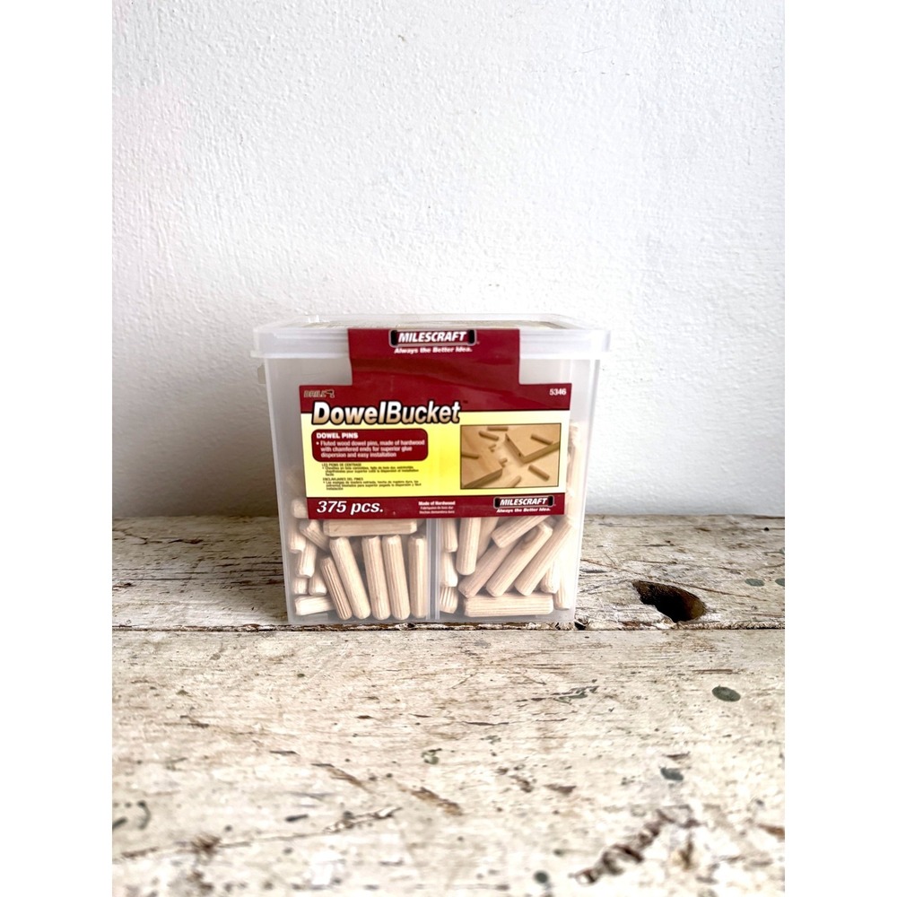 Milescraft Dowel Pin Variety Bucket 5346 375 Pcs Woodworking Fluted NEW